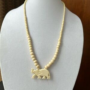 Vintage Carved Elephant Necklace